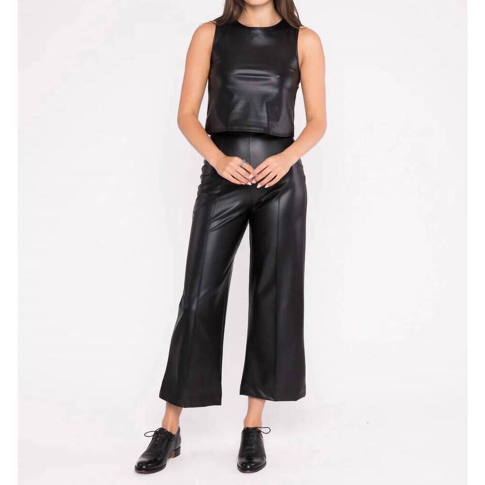 NEW RIPLEY RADER vegan leather cropped straight leg pants in black